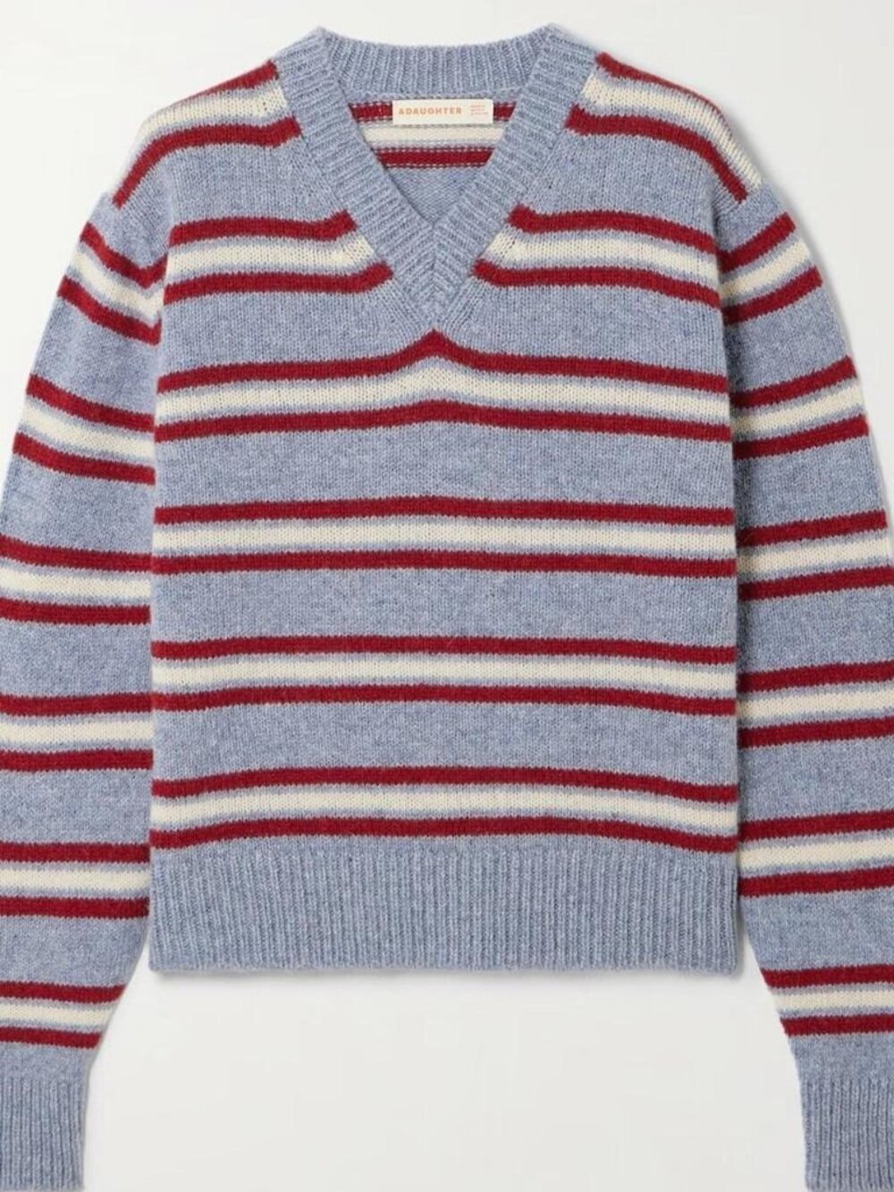 &Daughter Shetland Stripe V Neck Sweater Wool XS